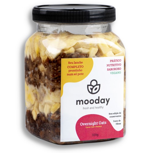 Overnight Oats Vegano Cacau, Café e Banana